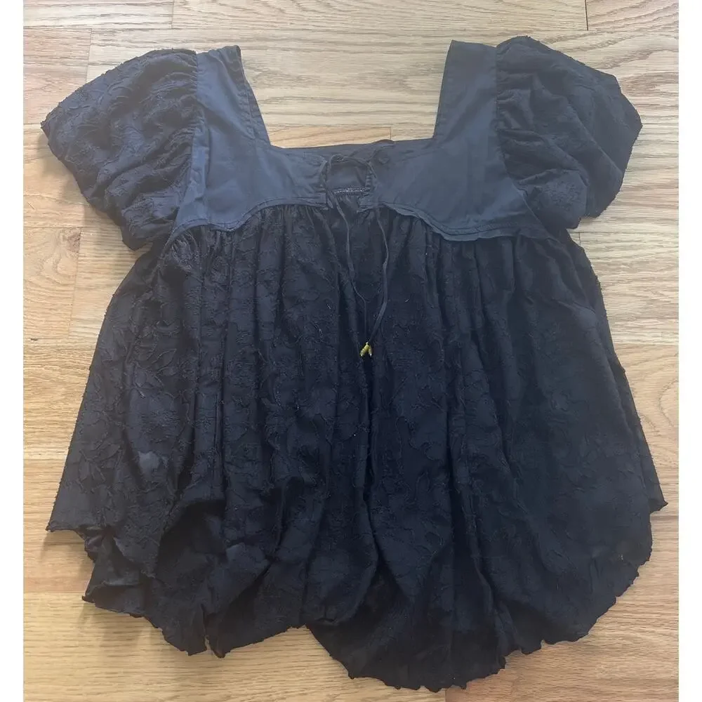 Free People Sunrise to Sunset Top Washed Black